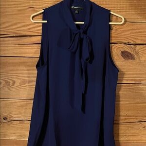 INC International Concepts Dark Blue Sleeveless Blouse with Bow